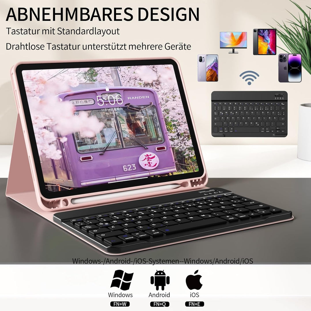 Tastatur Hülle für iPad (A16) 11 Zoll 2025/10. Generation 2022 10.9 Zoll, Magnetische Abnehmbare Kab