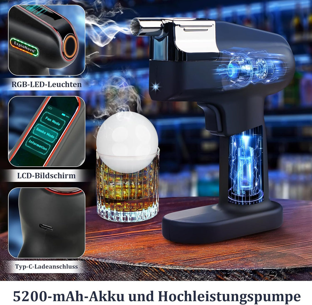 cocktailmaschine mit 5 Aroma Pods, essbarer Blase, Cocktail Bubble Smoke Gun, Whiskey Smoker Kit, pe