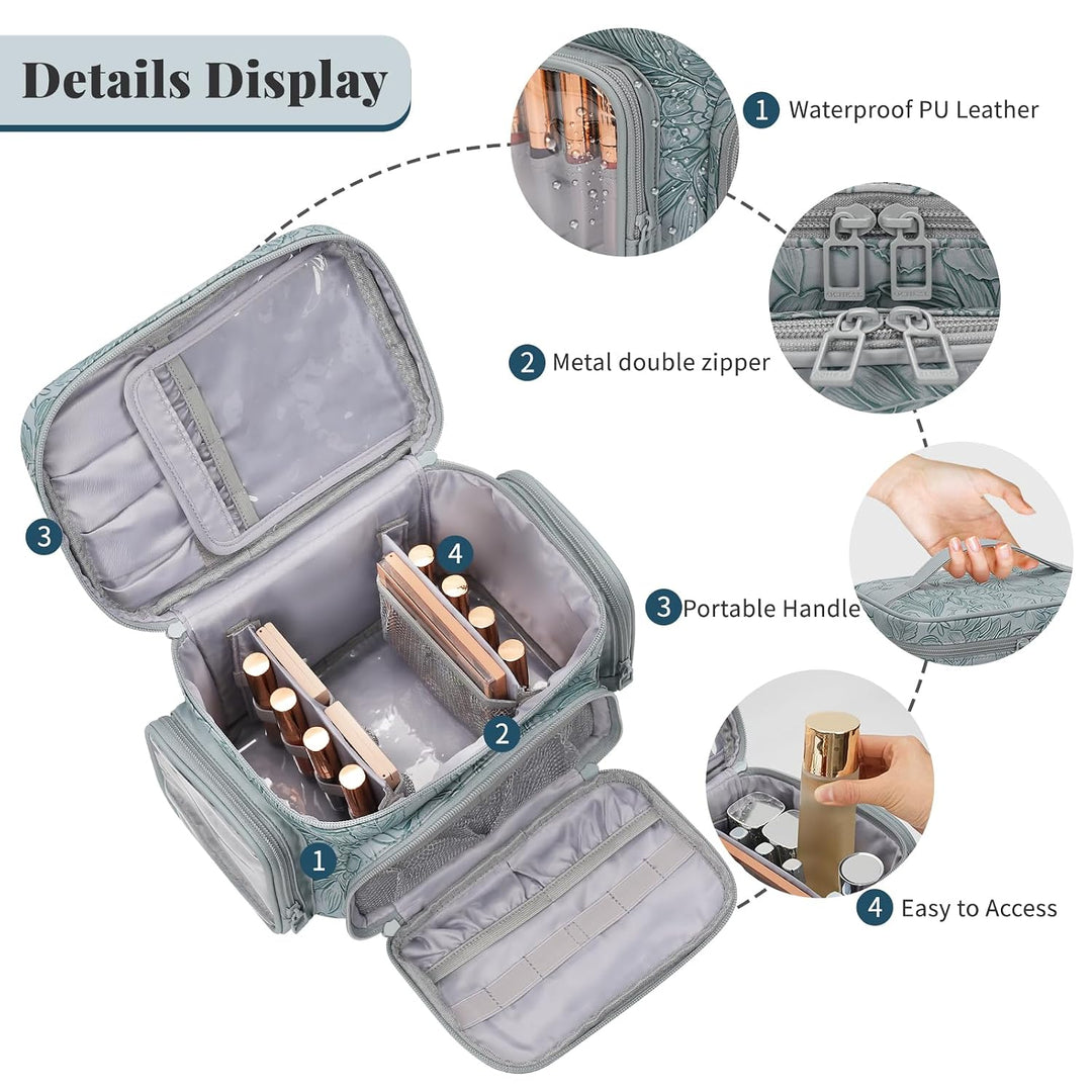 Kosmetiktasche Gross, Make Up Tasche Damen mit Pinselhalter – Premium Schminktasche Organizer, Kultu