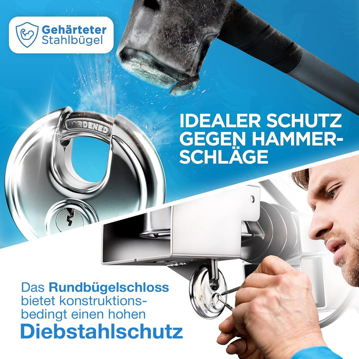 Deagle® Anhängerschloss + Rundschloss + Hochwertige Verzinkung u. Pulverbeschichtung + Optimaler Sch