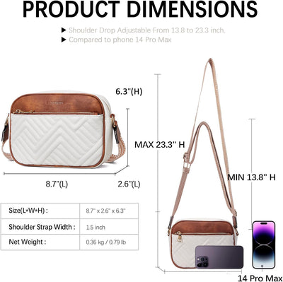 BOSTANTEN Damen Handy Umhängetasche, Crossbody Bag mit verstellbarem Breiter Gurt, PU Leder Gesteppt