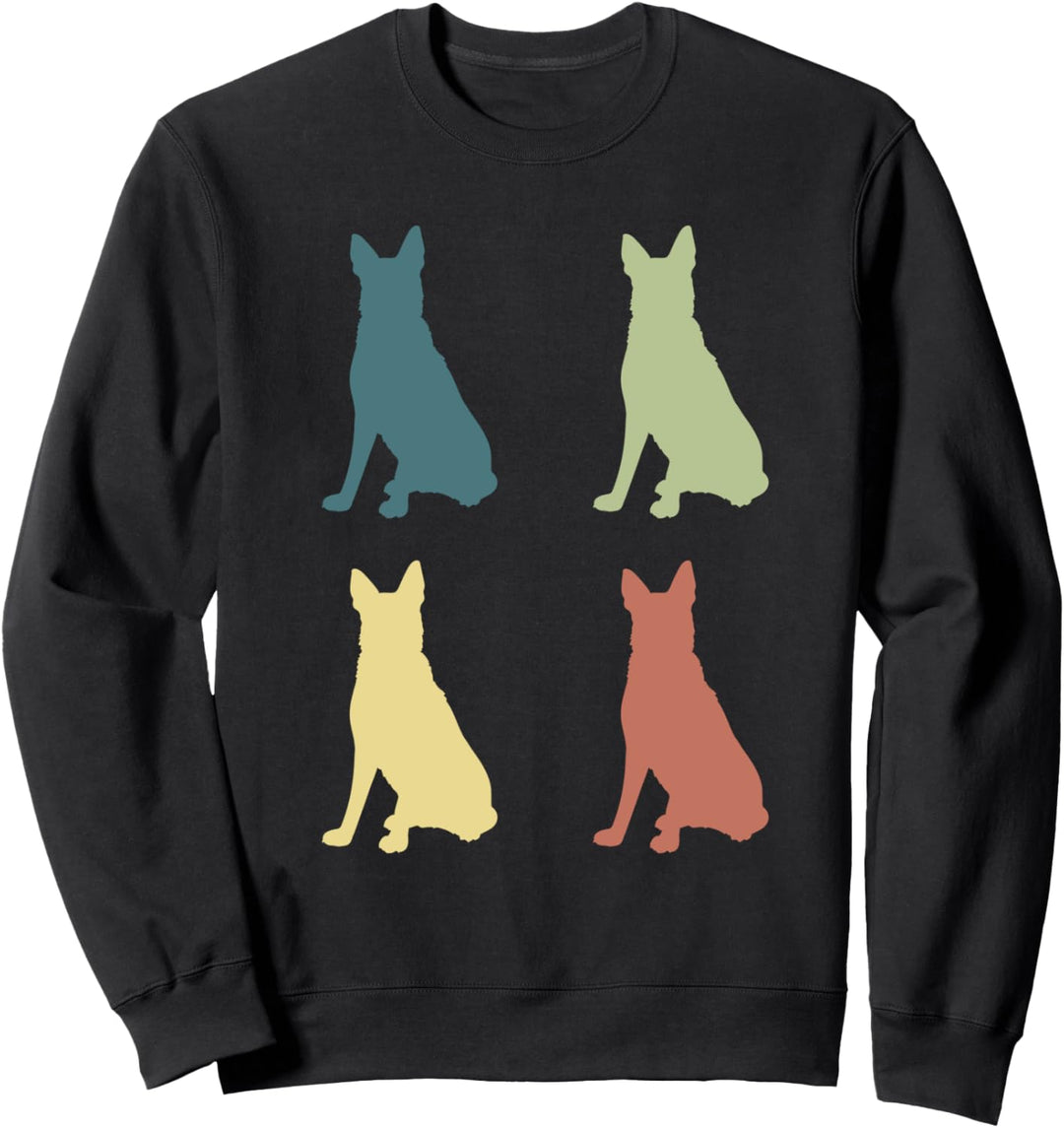 Retro Deutscher Schäferhund Silhouetten Hundebesitzer Sweatshirt