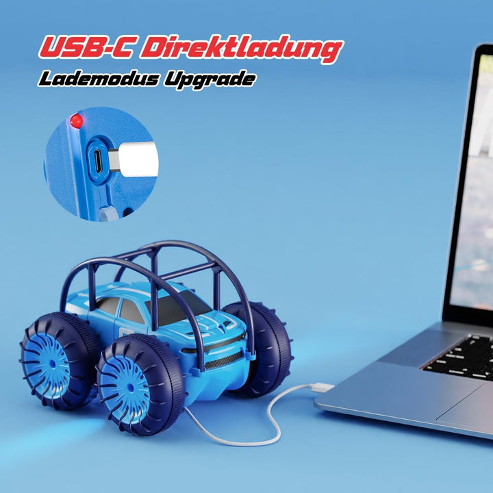 ifollower Direktladung Ferngesteuertes Auto, 15km/h 4WD Amphibienfahrzeug Stunt Auto, 2.4GHZ 360° Dr