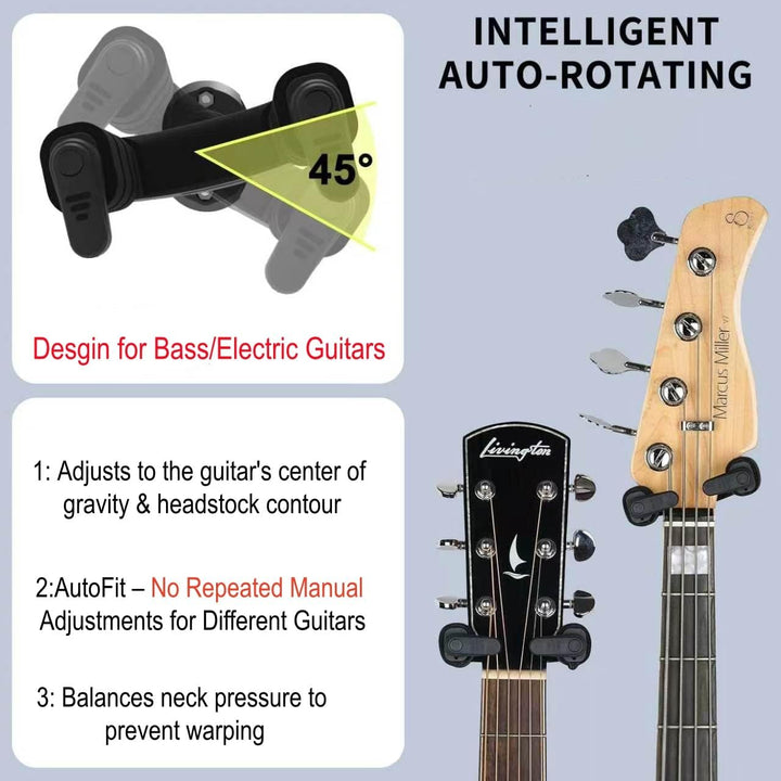 AUPHY Gitarrenhalter für die wand,Gitarrenhaken, selbsthemmende Funktion, geeignet für alle Arten vo