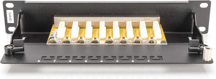 DIGITUS Cat-6 Patchpanel - 8 Ports - RJ45-Buchsen - 10-Zoll Rack-Mount 1HE - LSA Verteilerfeld - Ges