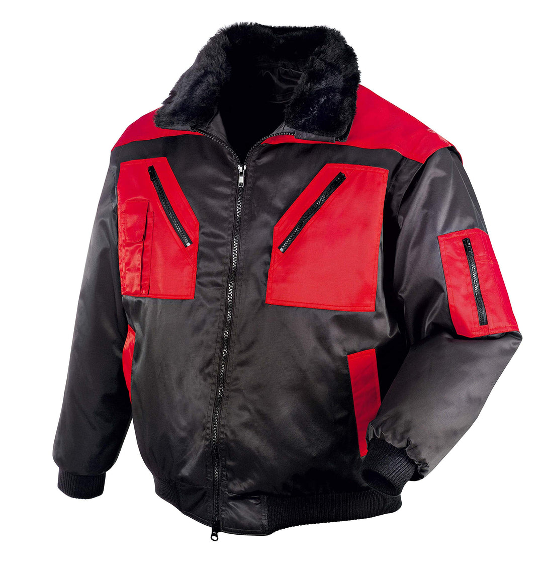 texxor Herren Pilotenjacke Oslo Arbeitsjacke mit abnehmbaren rmeln schwarz rot XXL, Rot/Schwarz, XXL