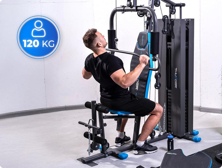 THUNDER Multifunktionale Kraftstation Home Gym Fitnessstation mit Kabelzug & Muskelaufbau Training F