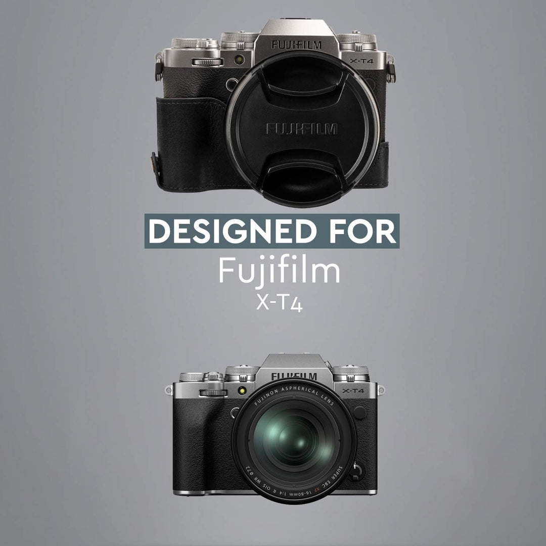 MegaGear MG1923 Ever Ready Kameratasche aus Echtleder, für Fujifilm X-T4, Schwarz, Schwarz