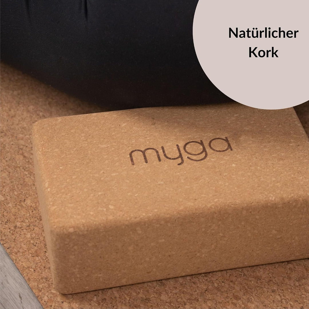 Myga Kork Yoga Block | Rutschfest &amp; Robust | Unterstützung bei Yoga- und Pilatesübungen | Ideal für
