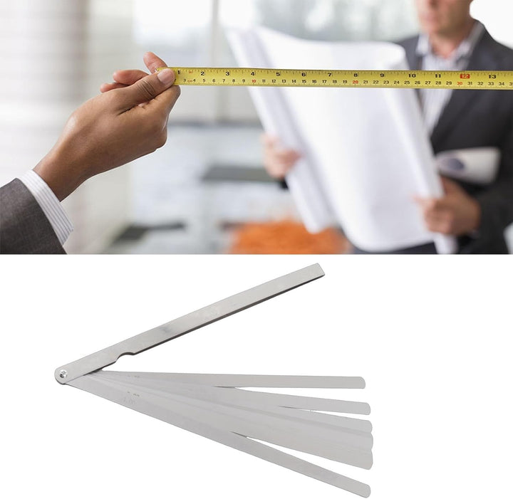 Fafeicy 300mm Gap Fühlerlehre mit 17 Messklingen, 0.02-1mm Dicke Edelstahl-Messwerkzeug, Drehbares u