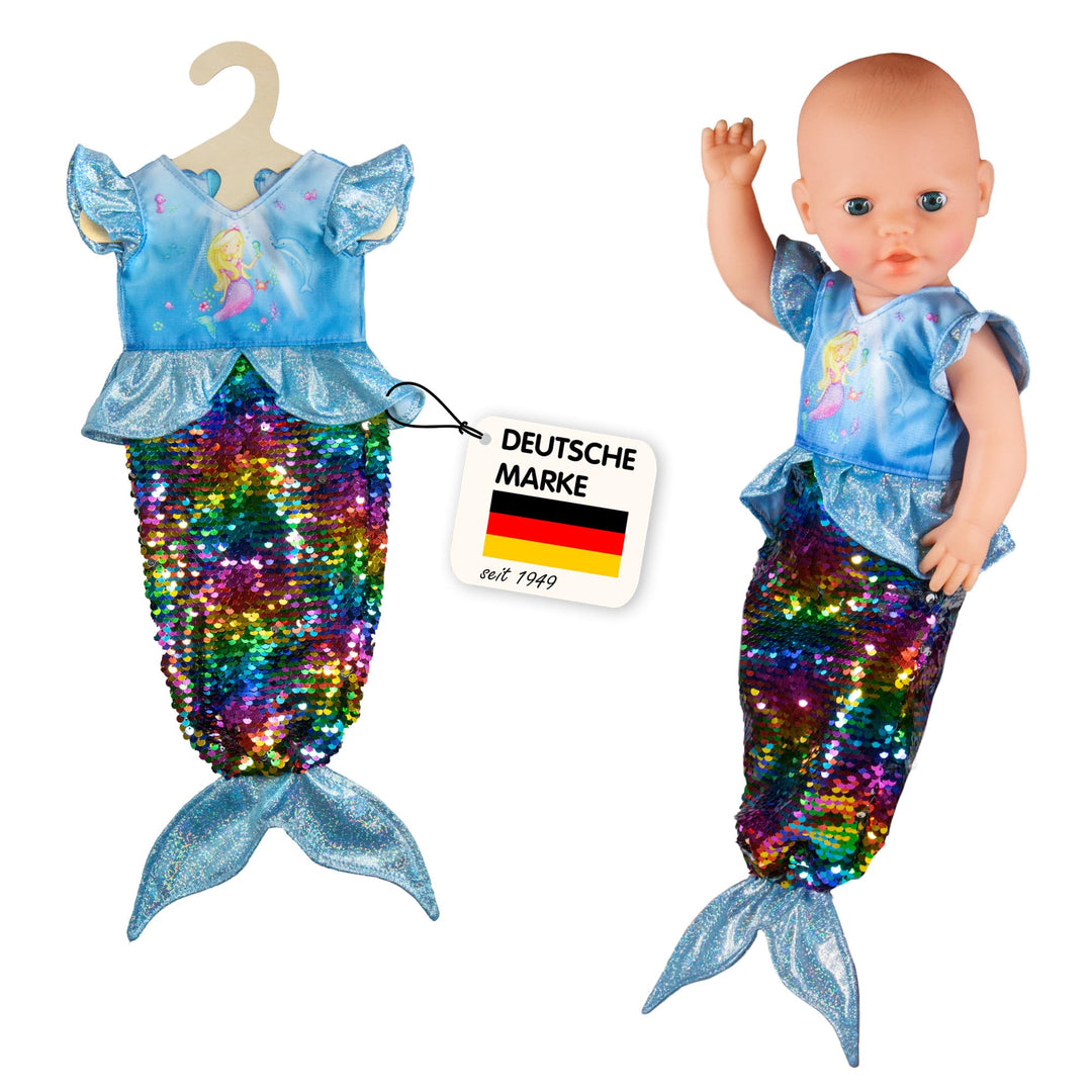 Heless 2920 - Kleid für Puppen, Meerjungfrau Ava mit Wendepailletten, Grösse 35 - 45 cm Puppen-Kleid