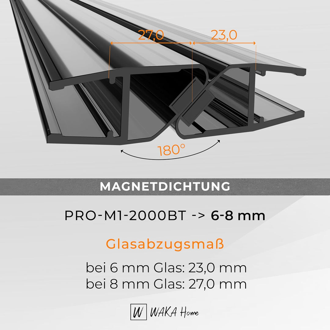 WAKA Premium SET Magnet - Duschdichtung & Duschtür PRO-M1 Duschdichtungen für Duschtüren Optisch Sch