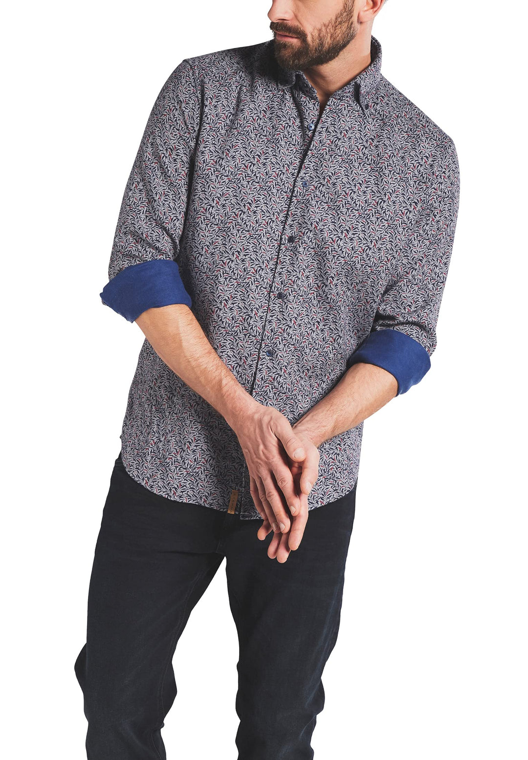 eterna Langarm Hemd Regular Fit Flanell Bedruckt