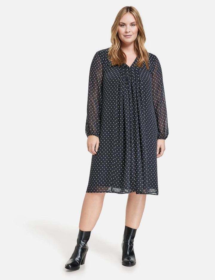 Samoon Damen Kleid 52 Navy Gemustert, 52 Navy Gemustert