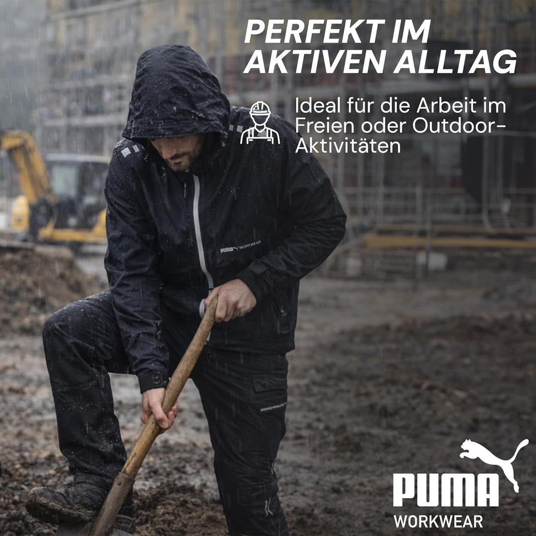 PUMA Workwear - Regenjacke Herren - Wasserdicht - Leichter Windbreaker Fahrradjacke mit Kapuze - Rob
