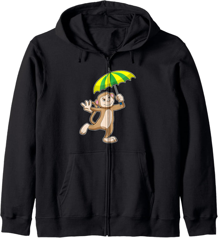 Affe Zirkus Regenschirm Kapuzenjacke
