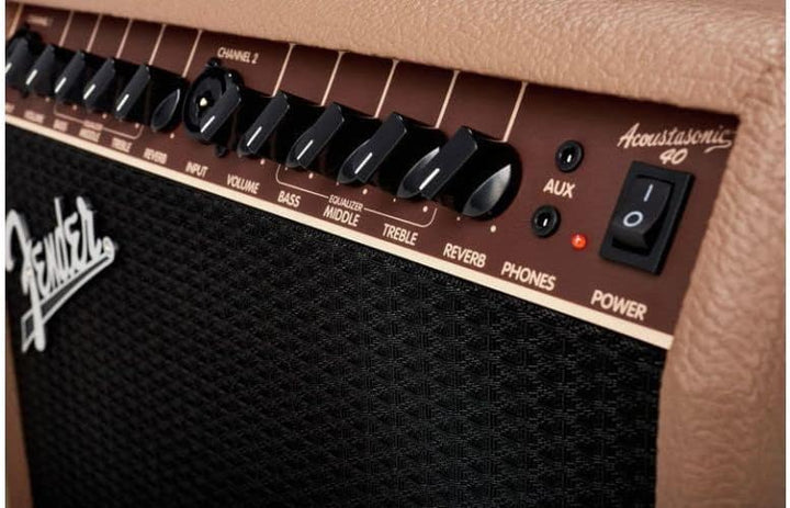 Fender Acoustasonic 40 – 40W Combo Verstärker – Geeignet für elektroakustische Gitarre & Mikrofon –