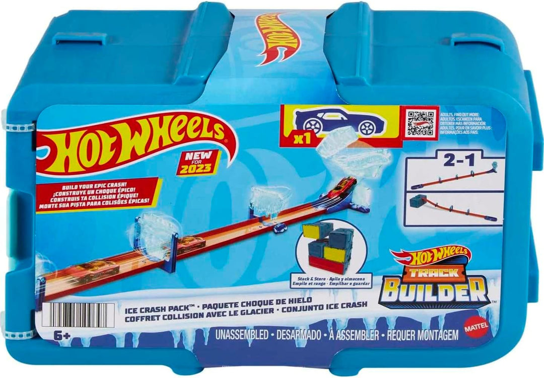 Hot Wheels Track Builder EIS-Crash Set - Track im EIS-Design, Fahrzeug, Container zur Aufbewahrung,