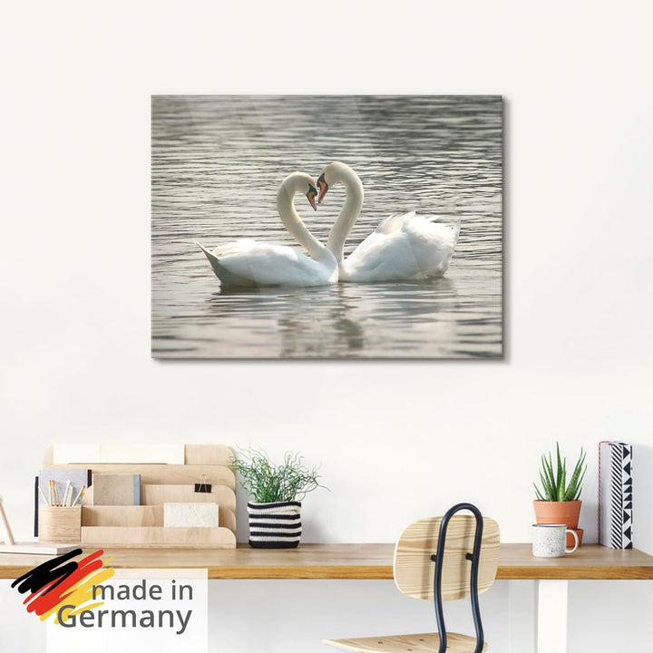 ARTland Glasbilder Wandbild Glas Bild einteilig 100x50 cm Querformat Natur Tiere Vögel Schwäne See W