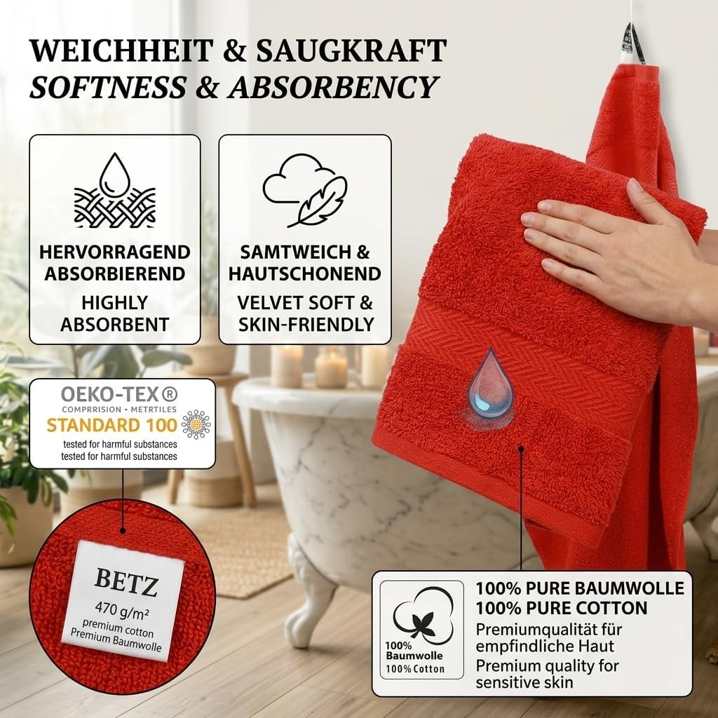 Betz Premium 10er Frottier Handtuch-Set - 2X Liegetücher - 4X Handtücher - 2X Gästetücher - 2X Wasch