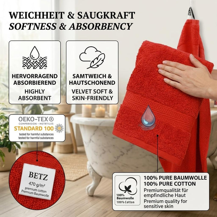 Betz Premium 10er Frottier Handtuch-Set - 2X Liegetücher - 4X Handtücher - 2X Gästetücher - 2X Wasch