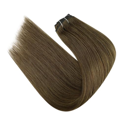 Fshine Haarverlängerung Clip in Extensions Echthaar Braun 120 Gramm 40cm Brazilian Haar Glatt Haarex
