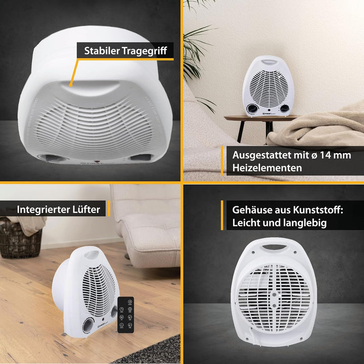 TZS First Austria Heizlüfter, 1000/2000W, 2 Heizstufen, Thermostat, Überhitzungsschutz, separater Lü
