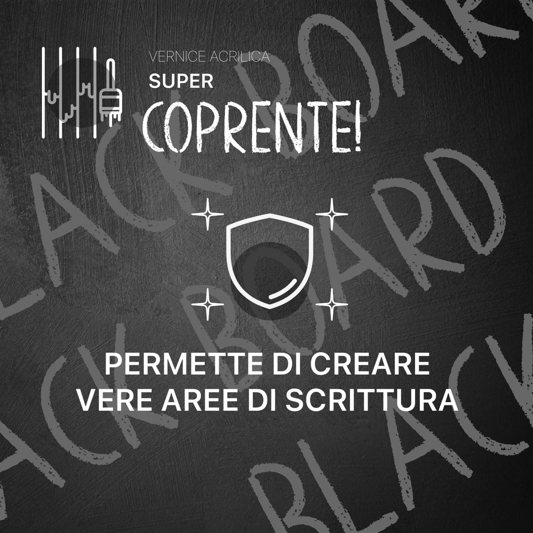 NICOLA VERNICI Dekofarbe mit Blackboard-Effekt, auf Wasserbasis, Schwarz,geeignet für jede Oberfläch