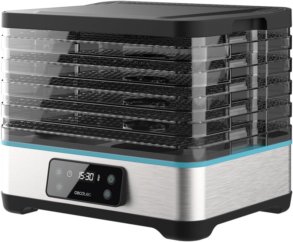 Cecotec VitaDry Pro Lebensmitteldehydrator, 300 W, Fruchtdehydrator mit 5 Ablagen, höhenverstellbar,