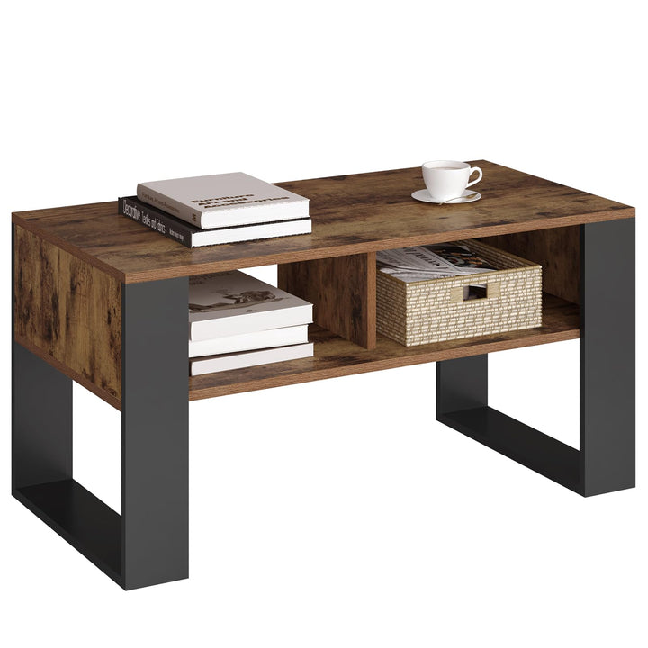 WOLTU Couchtisch mit Stauraum, Beistelltisch fürs Wohnzimmer, Wohnzimmertisch modern, rechteckiger K