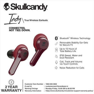 Skullcandy Indy True-Wireless-Kopfhörer mit Bluetooth-Mikrofon, Schweiss-, Wasser- und Staubresisten