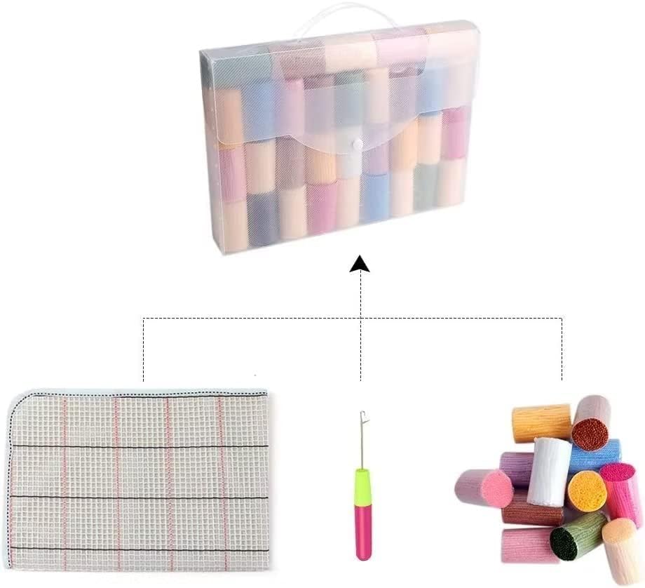 ROCKY&CHAO Knüpfhaken-Teppich-Set DIY-Knüpfhaken Teppichherstellungs für Erwachsene Kinder Kreuzstic