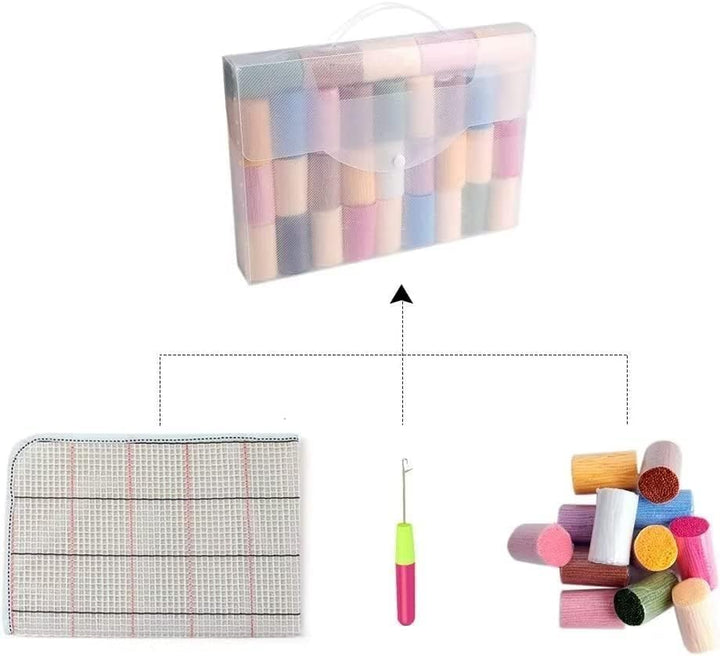 ROCKY&CHAO Knüpfhaken-Teppich-Set DIY-Knüpfhaken Teppichherstellungs für Erwachsene Kinder Kreuzstic