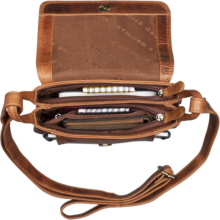 STILORD 'Alessia' Kleine Lederhandtasche Damen Schultertasche Umhängetasche Vintage Elegante Crossbo