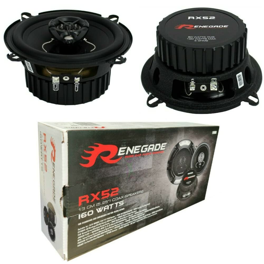 2 Lautsprecher RENEGADE RX52 2 Wege koaxial 5,25" 13,00 cm 130 mm Durchmesser 80 watt rms 160 watt m