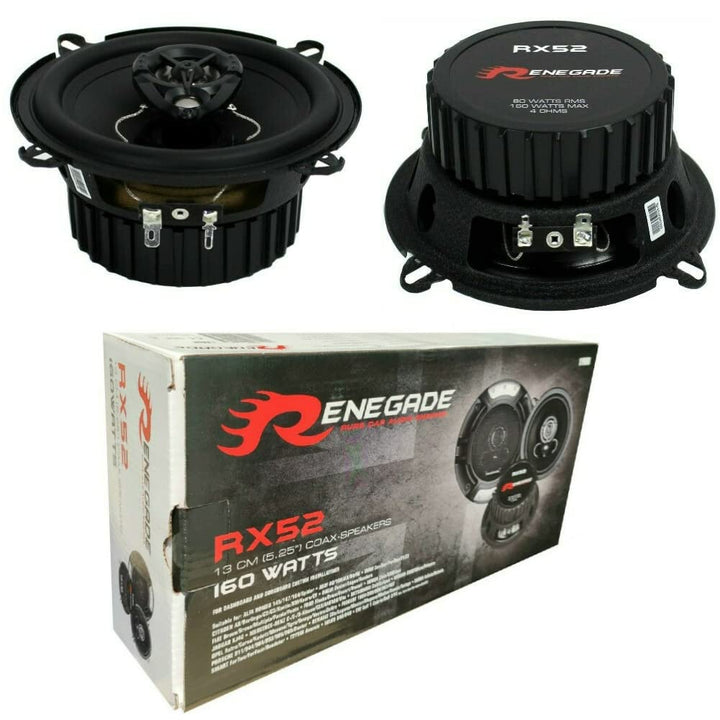2 Lautsprecher RENEGADE RX52 2 Wege koaxial 5,25" 13,00 cm 130 mm Durchmesser 80 watt rms 160 watt m