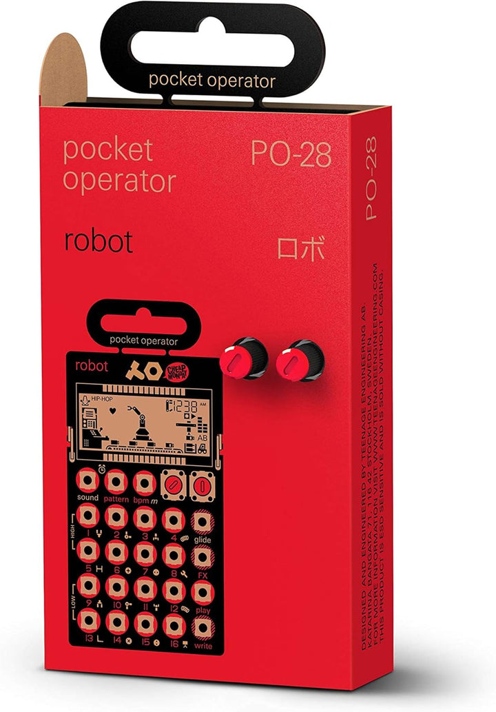 Teenage Engineering PO-28 robot Synthesizer und Sequencer (Pocket Operator mit 8-bit Sounds, LCD Dis