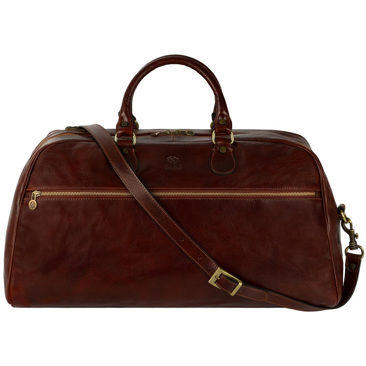 Time Resistance Reisetasche Leder Duffel Tache Vollnarbenleder Weekender Sporttasche Braun