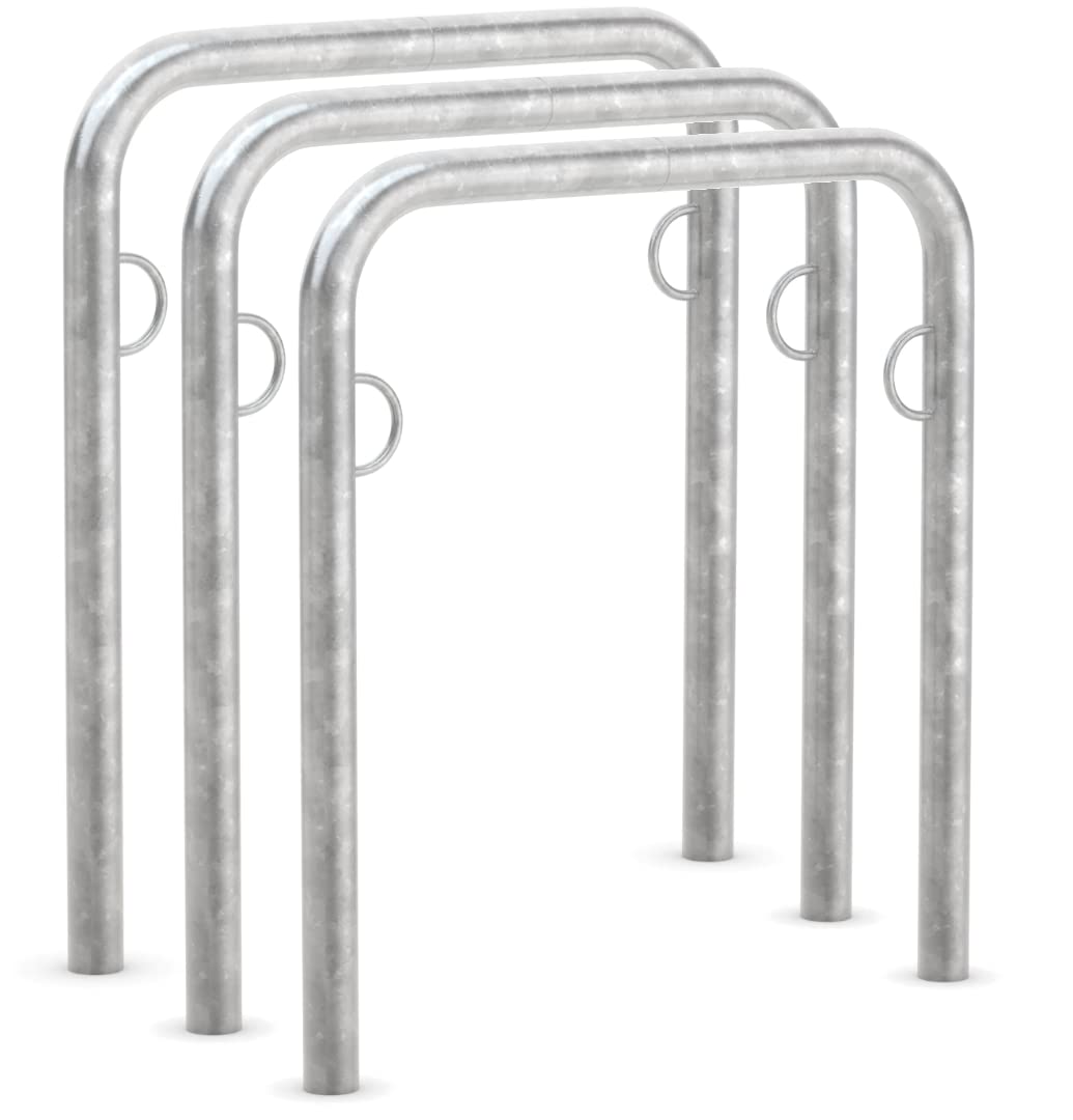 Fahrradanlehnbügel Trust 10, 3er Pack, zum Einbetonieren | 750mm | mit Ringösen | Fahrradständer für
