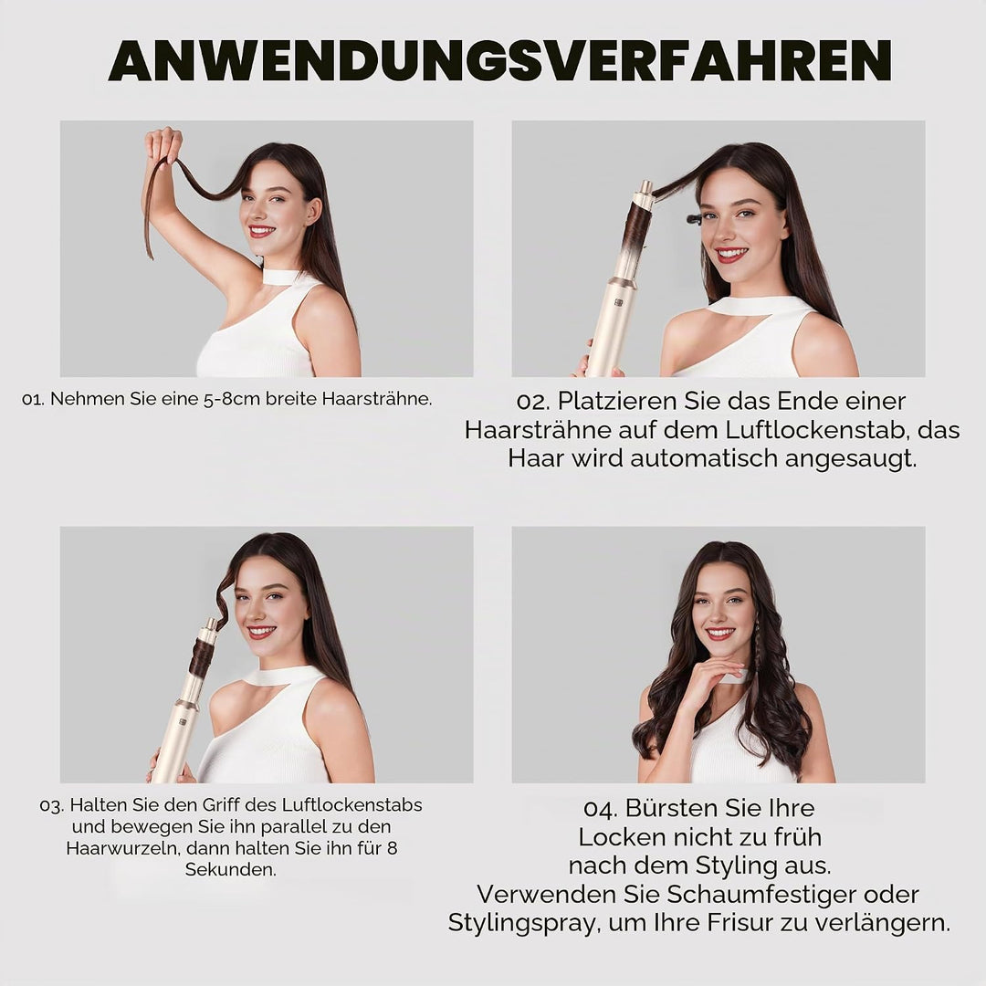 UKLISS Hair Styler Set Hairstyler 5 in 1 Haarstyler, Airstyler Air Curlers Gold, Gold
