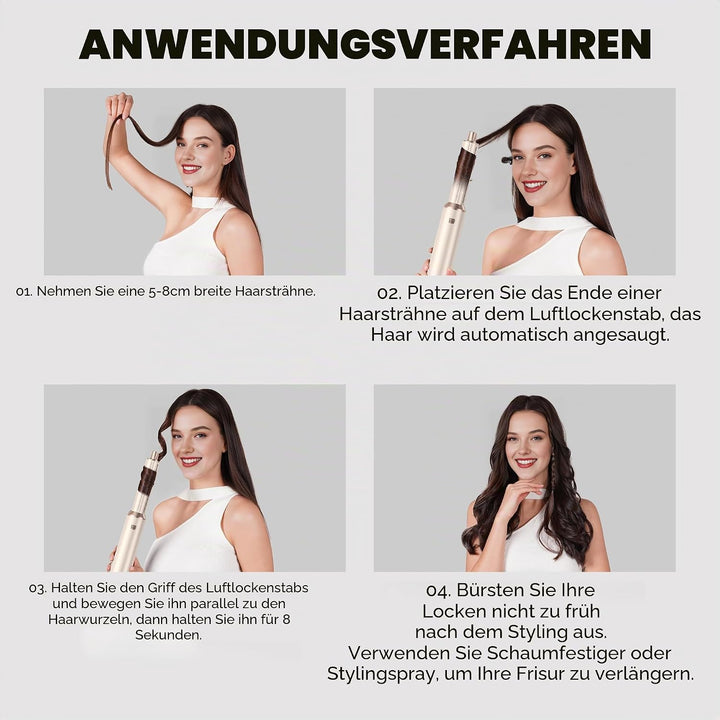 UKLISS Hair Styler Set Hairstyler 5 in 1 Haarstyler, Airstyler Air Curlers Gold, Gold