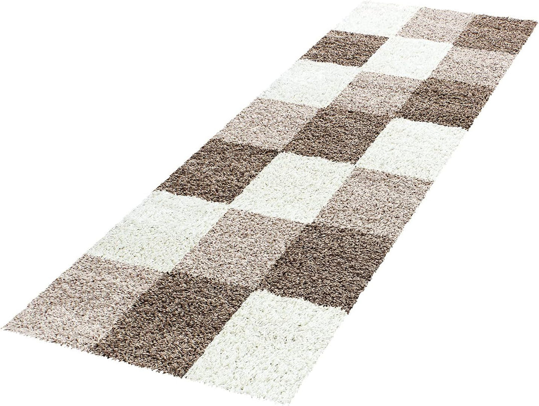 Hochflor Teppich Wohnzimmer Kariertes Design Schlafzimmer Esszimmer Flur Teppich Küchenteppich Weich