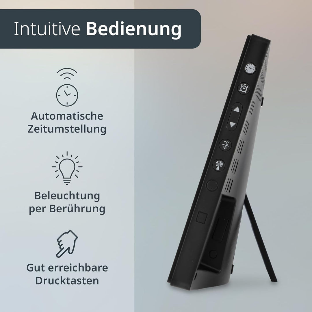 ADE Digitale Funkuhr mit grossem XL-Display | Kalender | mit Temperaturanzeige & Hygrometer | Wanduh