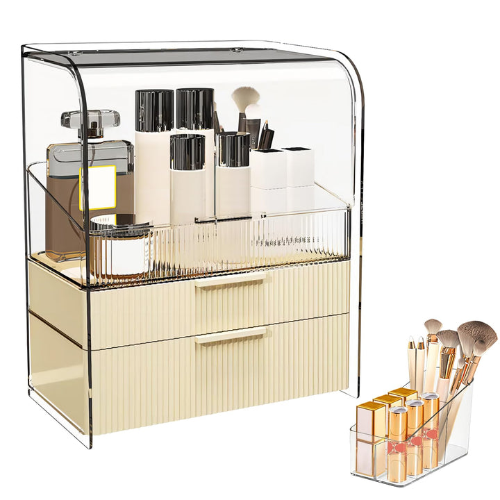DASITON Make Up Organizer mit Schubladen,Staubdichte Dreilagige Kosmetik Aufbewahrung mit Deckel,Gro