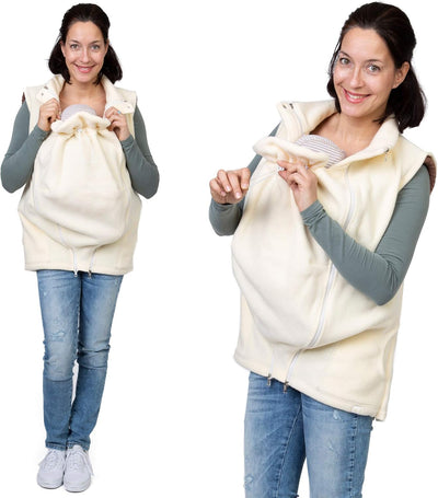 Viva la Mama - Trageweste aus Fleece, Winter Zusatzweste für Tragejacken - RERIK L elfenbein - vorn
