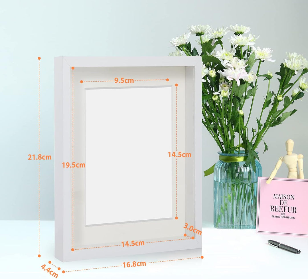 Anhow 2er 3D Bilderrahmen 15x20 cm, Echtglas 3D Bilderrahmen zum Befüllen 3cm Tiefer Objektrahmen mi