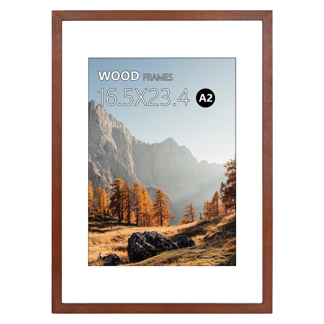 HOHIYO A2 Holz Bilderrahmen，Posterrahmen Puzzlerahmen A2(42x59,4 cm) aus Eiche mit Papier-Passeparto