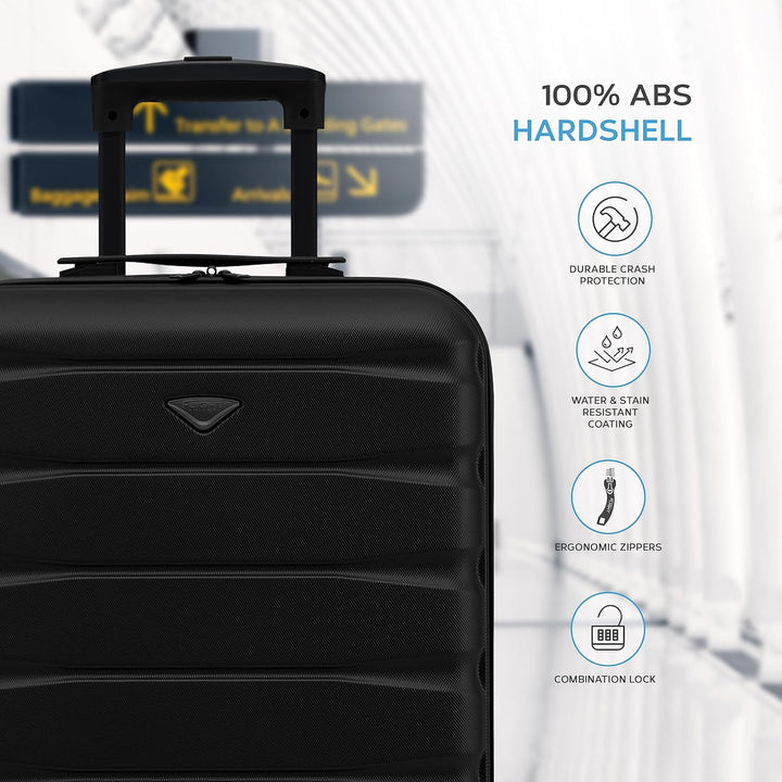 Flight Knight Leichte 4-Rad-ABS-Hartschalenkoffer Handgepack, zugelassen fur uber 60 Fluggesellschaf