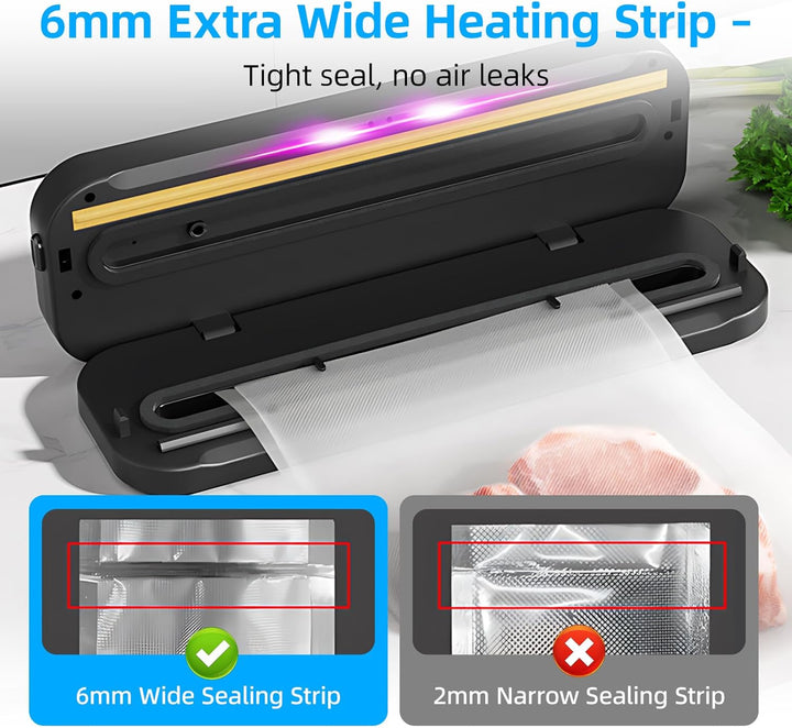 Carehabi Vakuumierer, Stark Vakuumiergerät mit 6 Modi, Vacumm Sealer mit Schneideklinge und 6 mm bre