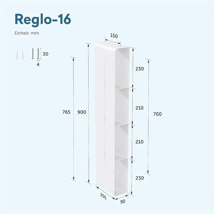 doporro Regal Schmal Weiss 4 Etagen, Badezimmer Regal Metall | Schmales Regal Badezimmer, Duschregal